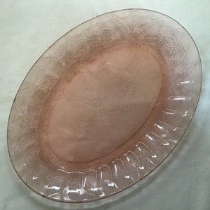 Vintage Pink Depression Glass Oval Serving Platter / Plate